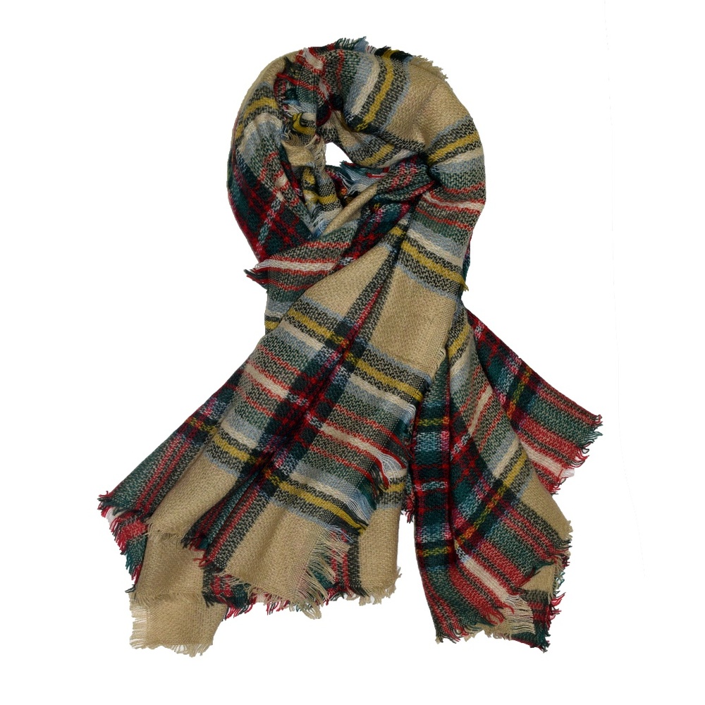 Plaid Tartan Tasseled Blanket Scarf